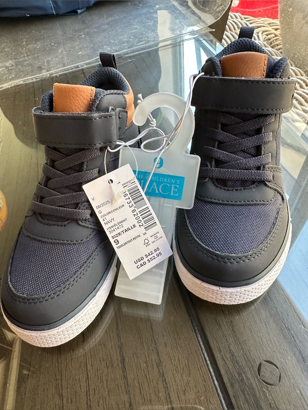 The Children's Place Navy and Tan Kids High-Top Sneakers